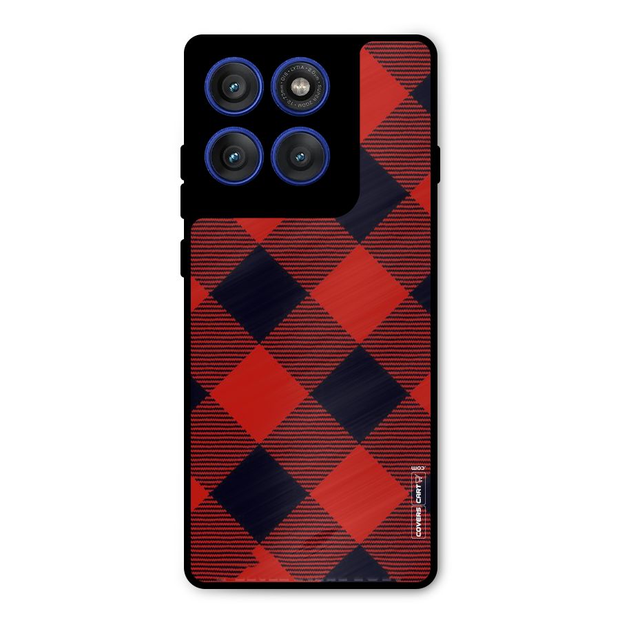 Red Diagonal Check Metal Back Case for Motorola Edge 60 Pro