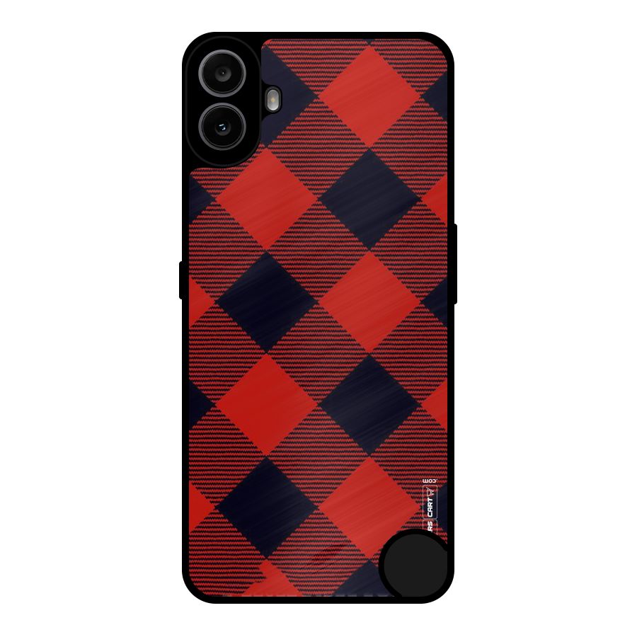 Red Diagonal Check Metal Back Case for Nothing CMF Phone 1