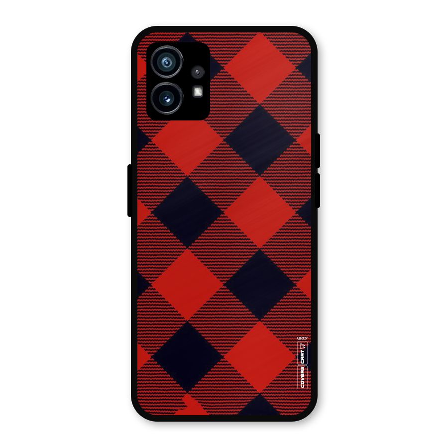 Red Diagonal Check Metal Back Case for Nothing Phone 1