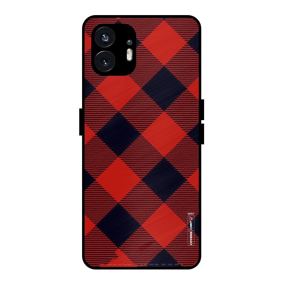 Red Diagonal Check Metal Back Case for Nothing Phone 2