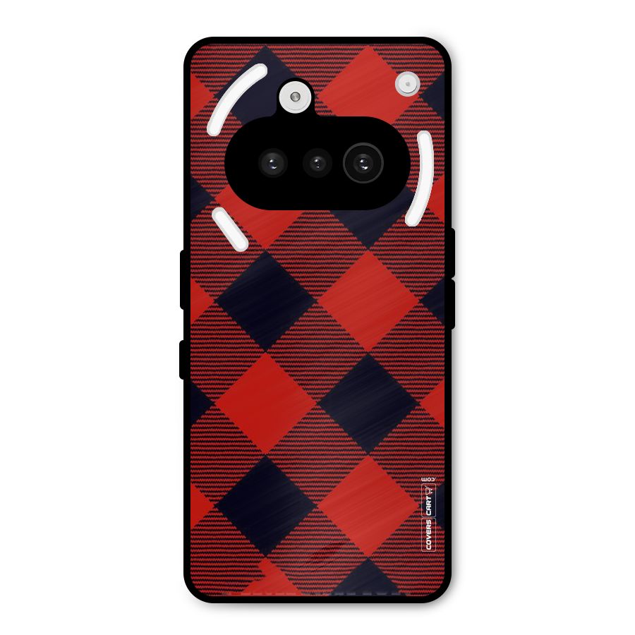 Red Diagonal Check Metal Back Case for Nothing Phone 3a