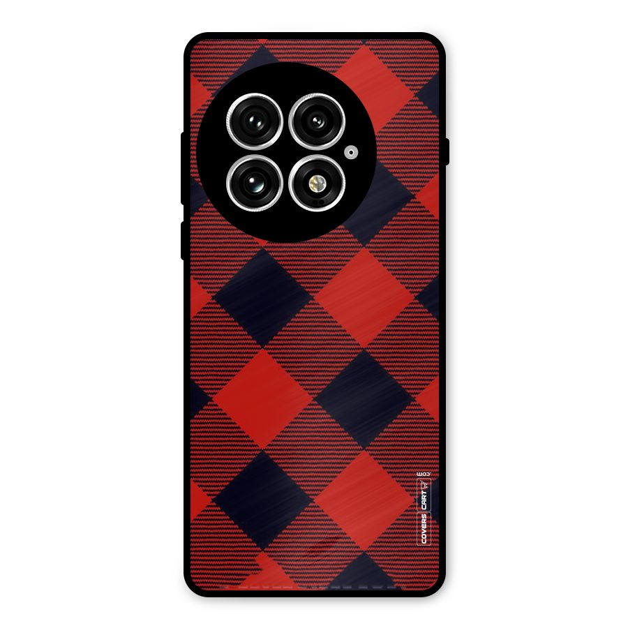 Red Diagonal Check Metal Back Case for OnePlus 13