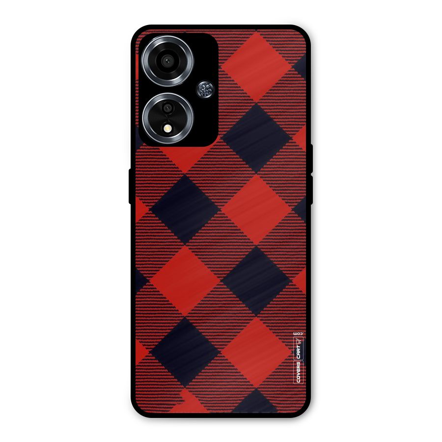 Red Diagonal Check Metal Back Case for Oppo A59