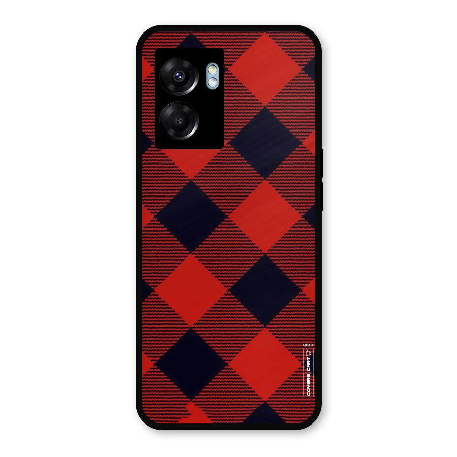 Red Diagonal Check Metal Back Case for Oppo K10 (5G)
