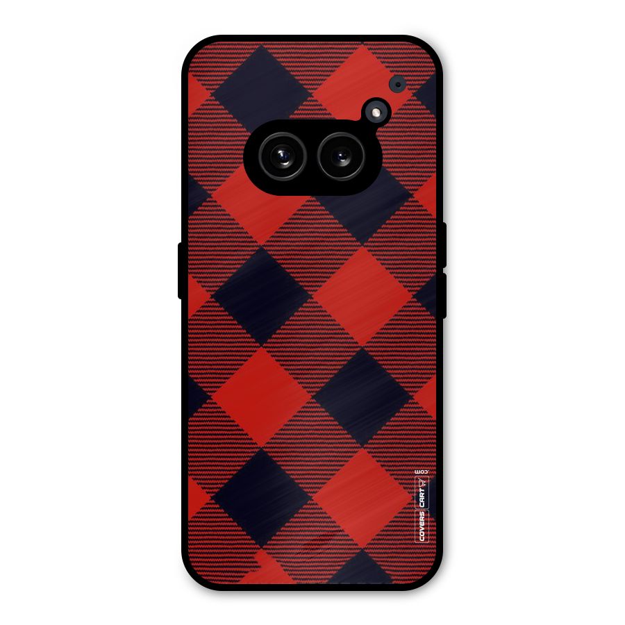 Red Diagonal Check Metal Back Case for Nothing Phone 2a