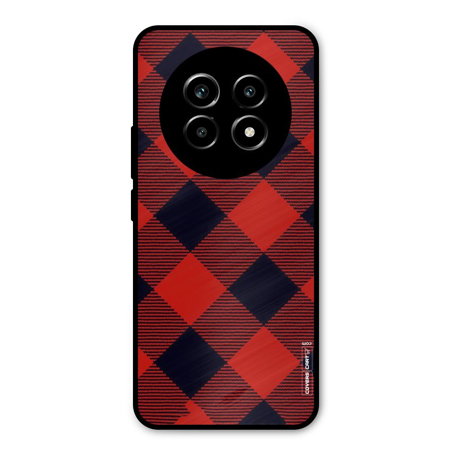Red Diagonal Check Metal Back Case for Realme 13 Pro