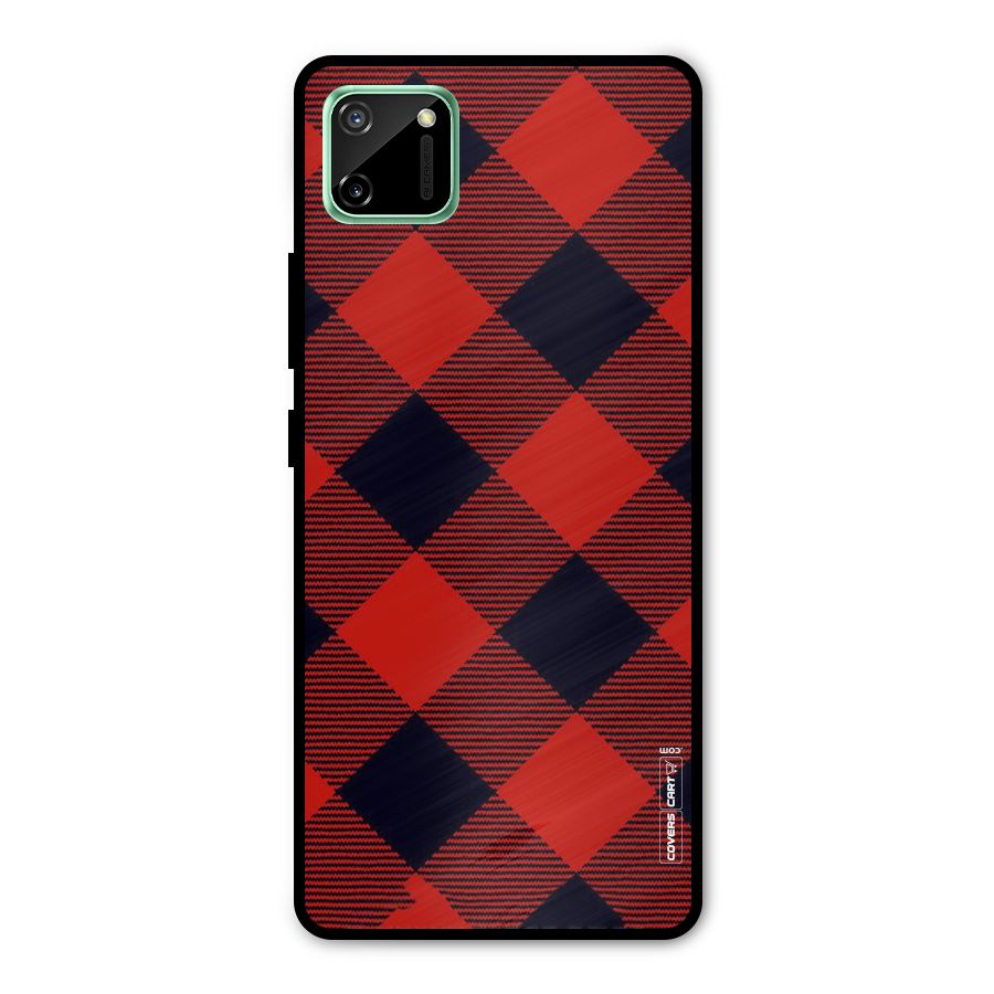 Red Diagonal Check Metal Back Case for Realme C11
