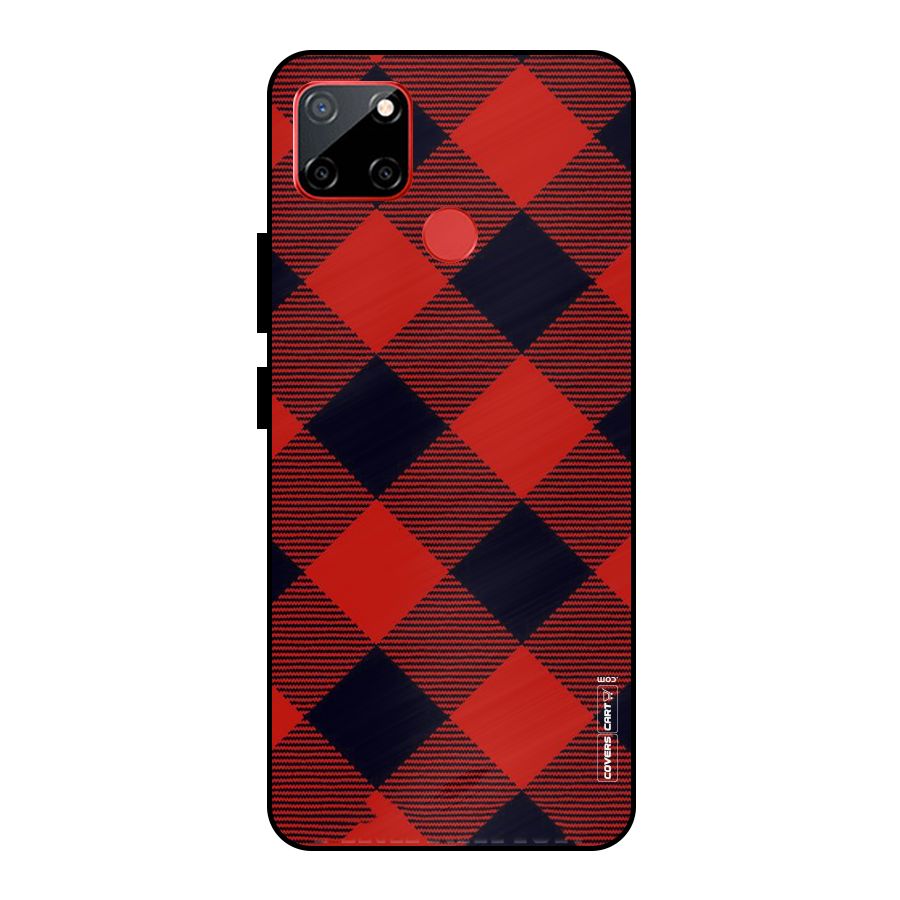 Red Diagonal Check Metal Back Case for Realme C12