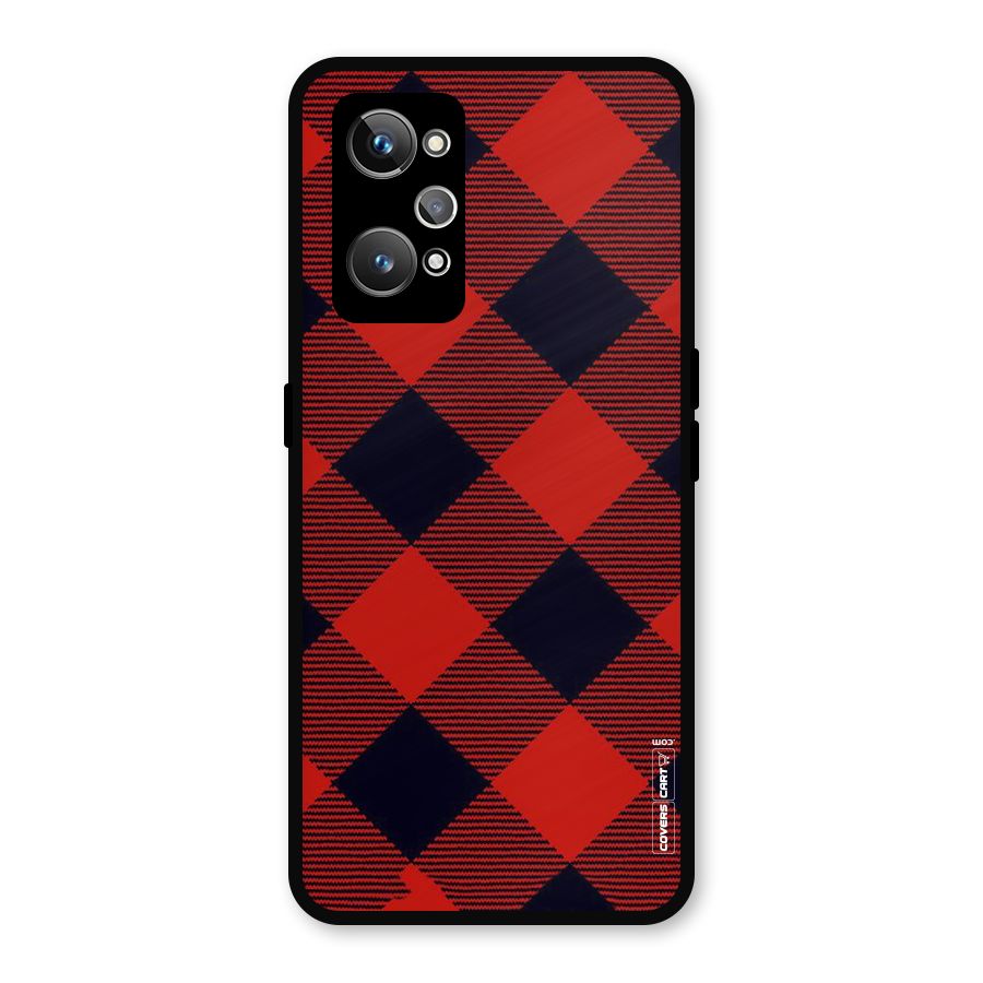 Red Diagonal Check Metal Back Case for Realme GT Neo2