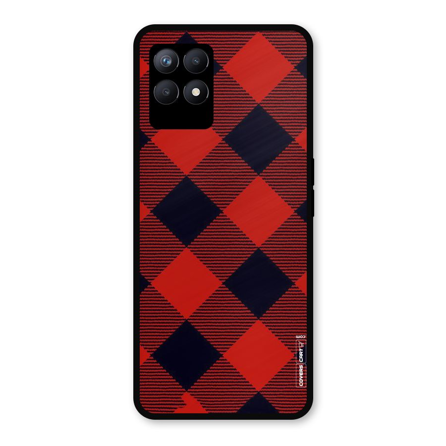 Red Diagonal Check Metal Back Case for Realme Narzo 50