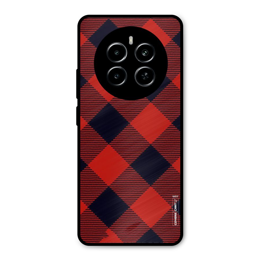 Red Diagonal Check Metal Back Case for Realme P1