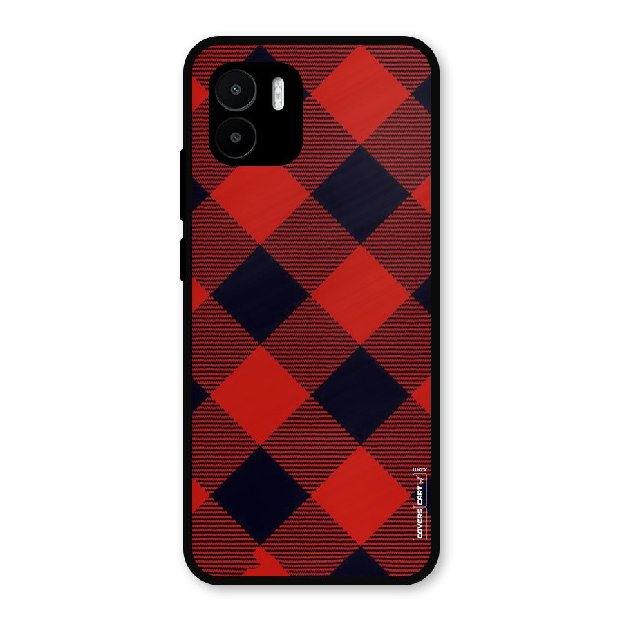 Red Diagonal Check Metal Back Case for Redmi A1