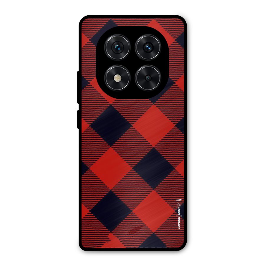 Red Diagonal Check Metal Back Case for Redmi Note 14 Pro 5G