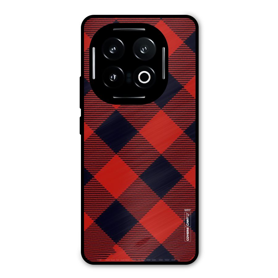 Red Diagonal Check Metal Back Case for iQOO 13