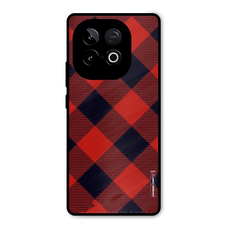 Red Diagonal Check Metal Back Case for iQOO Neo 10