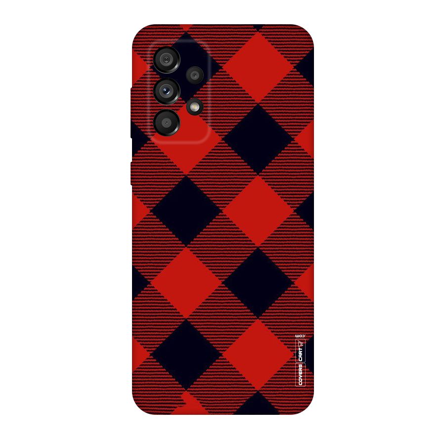 Red Diagonal Check Original Polycarbonate Back Case for Galaxy A73 5G