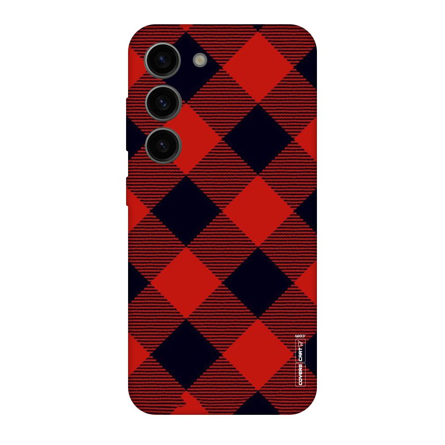 Red Diagonal Check Original Polycarbonate Back Case for Galaxy S23