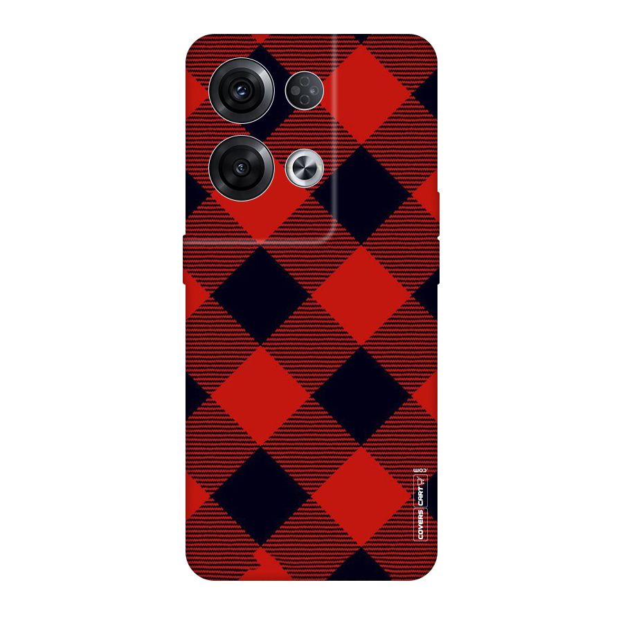 Red Diagonal Check Original Polycarbonate Back Case for Oppo Reno8 Pro 5G