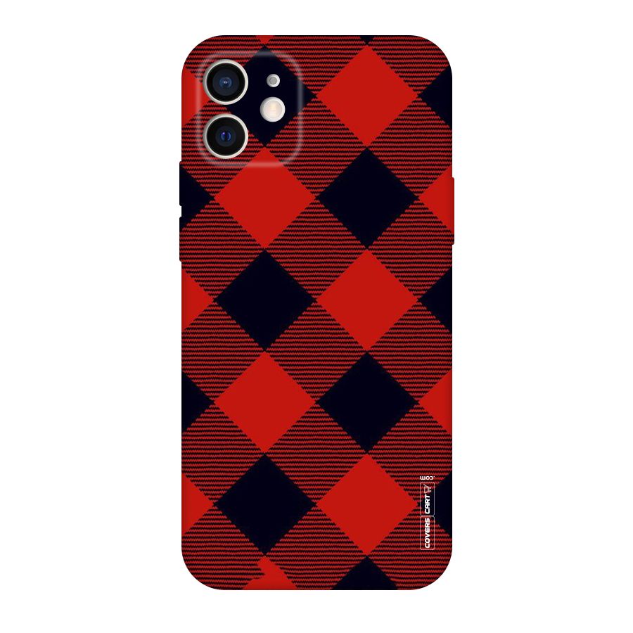 Red Diagonal Check Original Polycarbonate Back Case for iPhone 12
