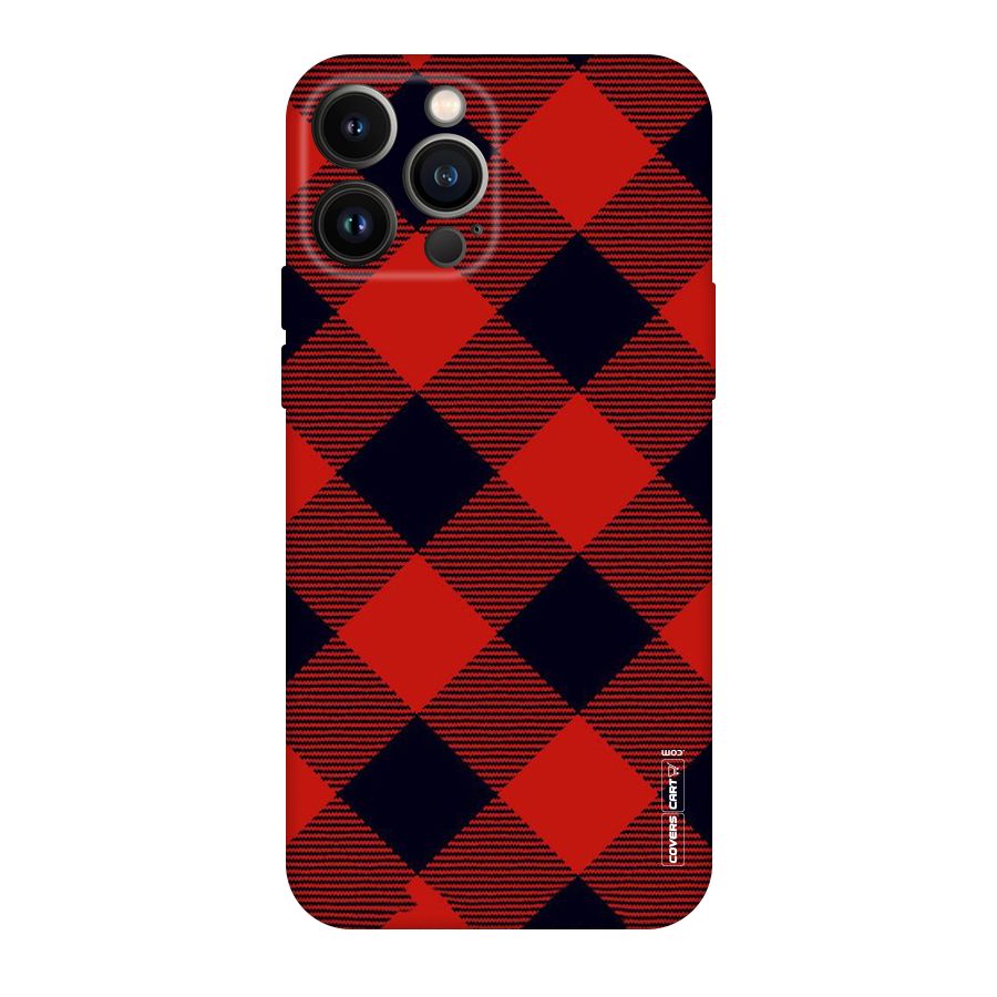 Red Diagonal Check Original Polycarbonate Back Case for iPhone 13 Pro Max