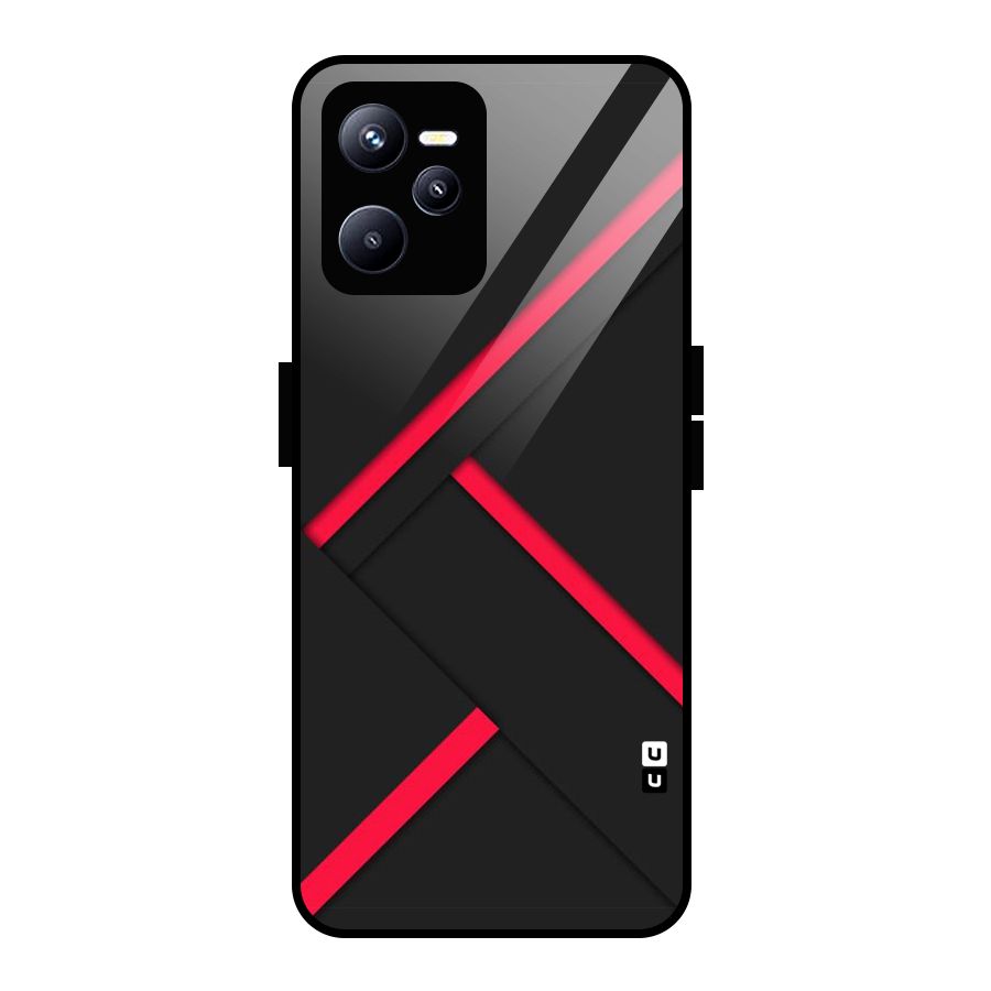 Red Disort Stripes Glass Back Case for Realme C35