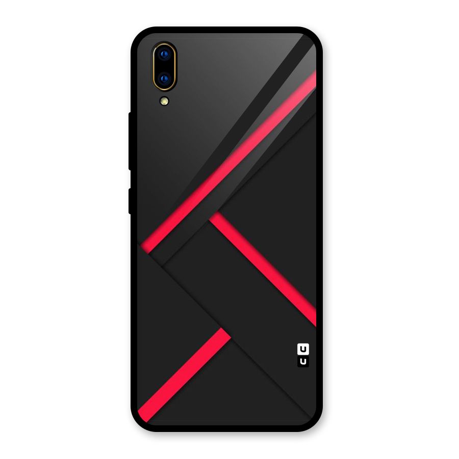 Red Disort Stripes Glass Back Case for Vivo V11 Pro