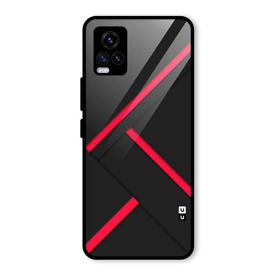 Red Disort Stripes Glass Back Case for Vivo V20 2021