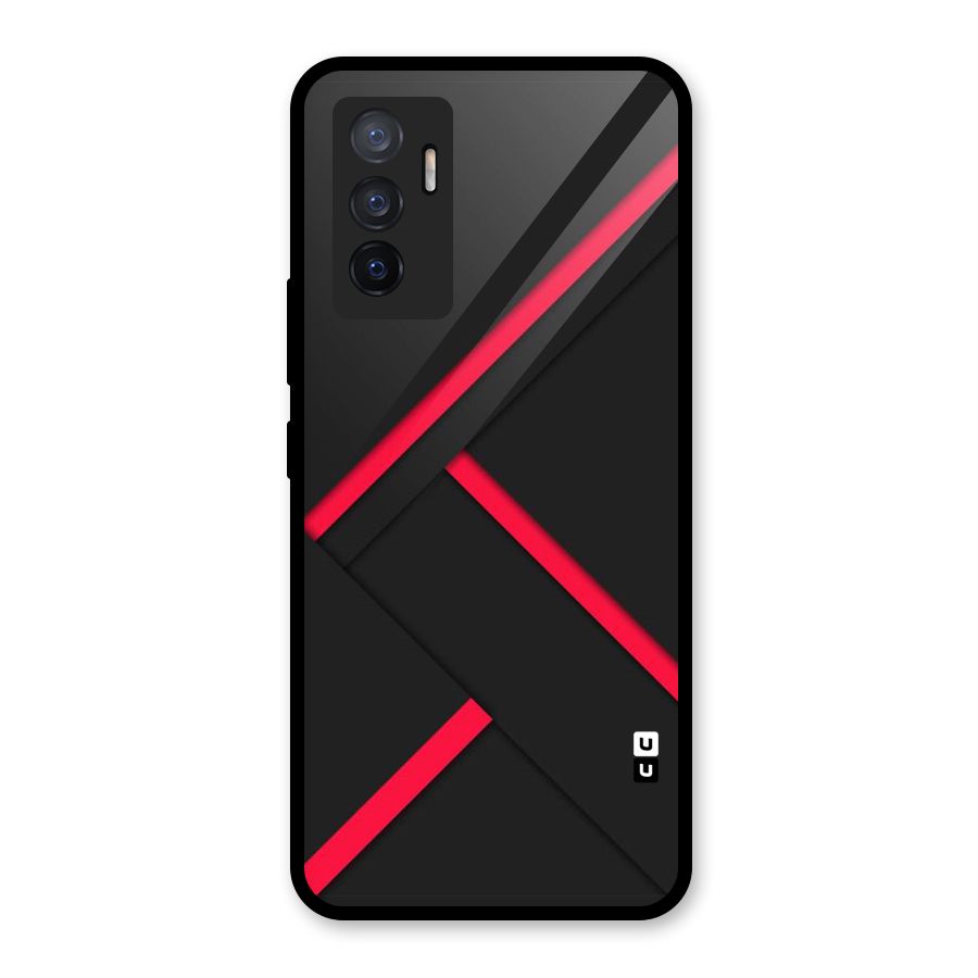 Red Disort Stripes Glass Back Case for Vivo V23e
