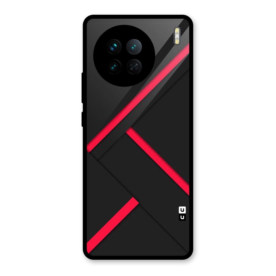 Red Disort Stripes Glass Back Case for Vivo X90