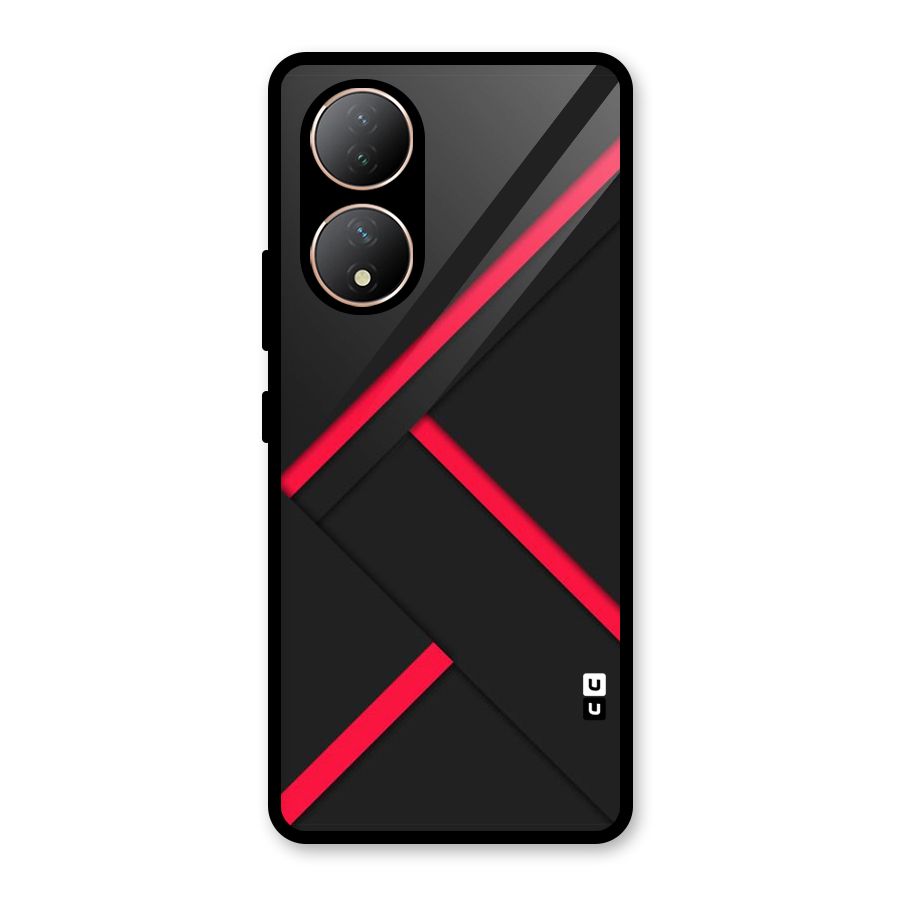 Red Disort Stripes Glass Back Case for Vivo Y100A