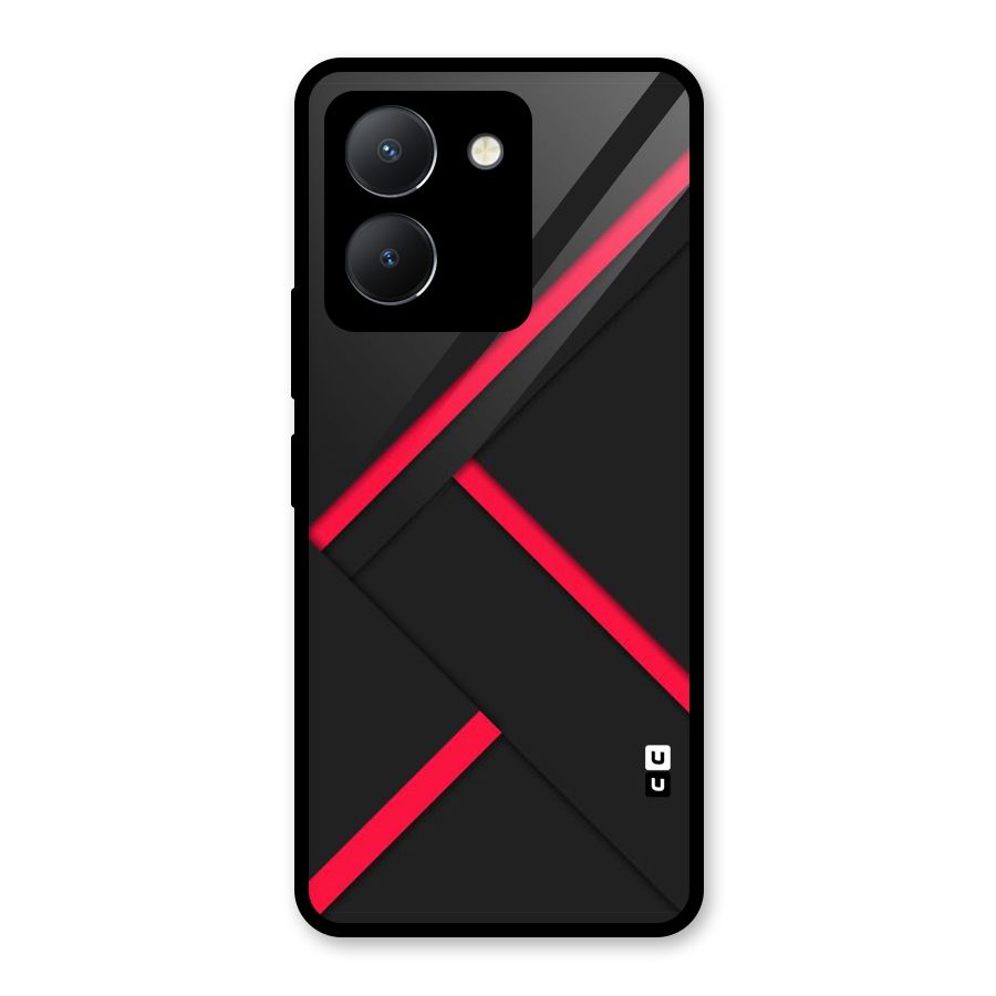 Red Disort Stripes Glass Back Case for Vivo Y36