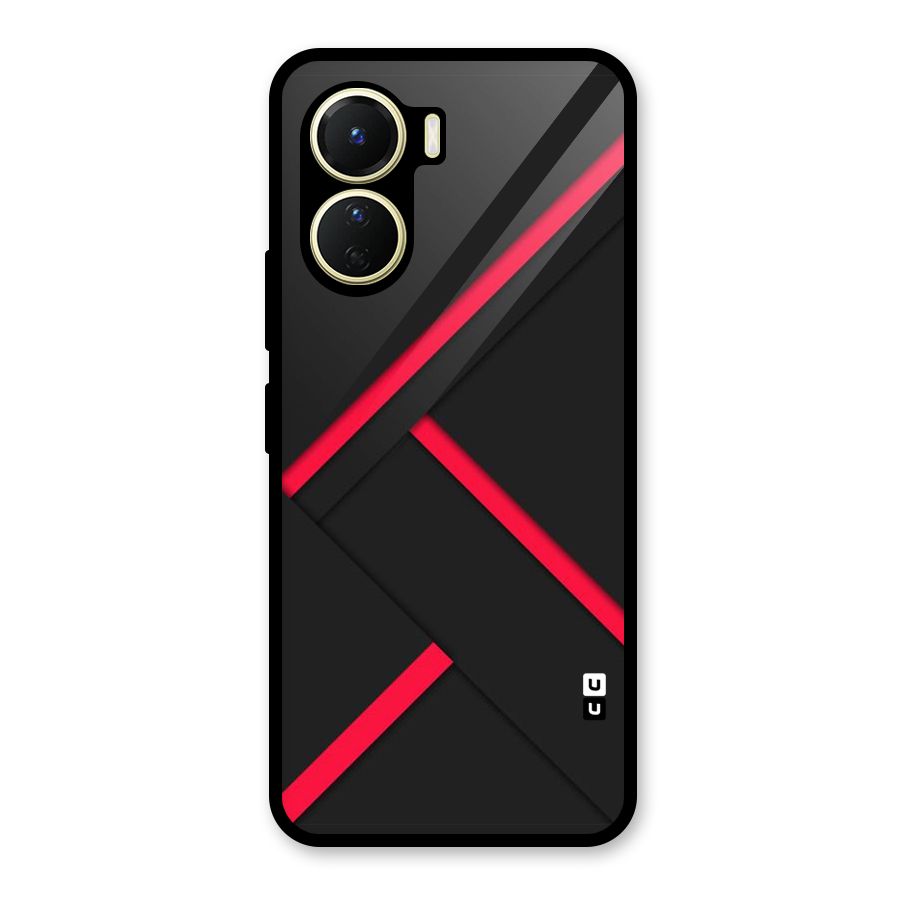 Red Disort Stripes Glass Back Case for Vivo Y56