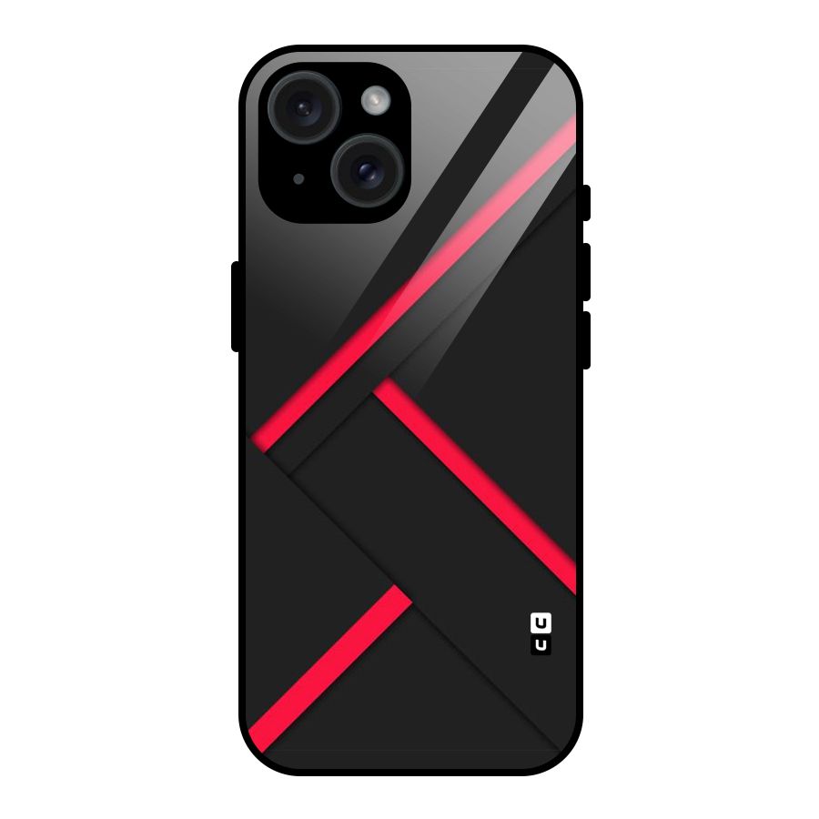 Red Disort Stripes Glass Back Case for iPhone 15