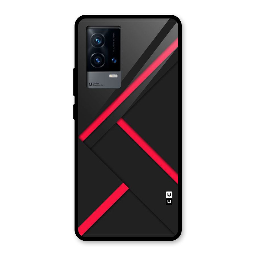 Red Disort Stripes Glass Back Case for iQOO 9 5G