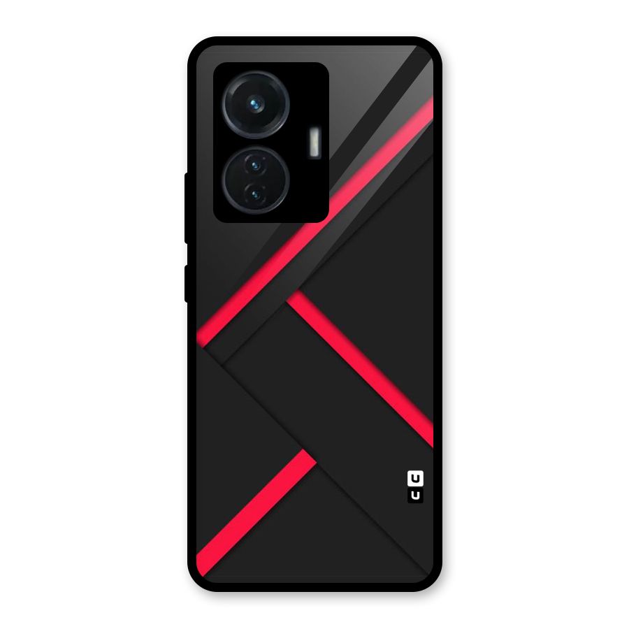 Red Disort Stripes Glass Back Case for iQOO Z6 44W