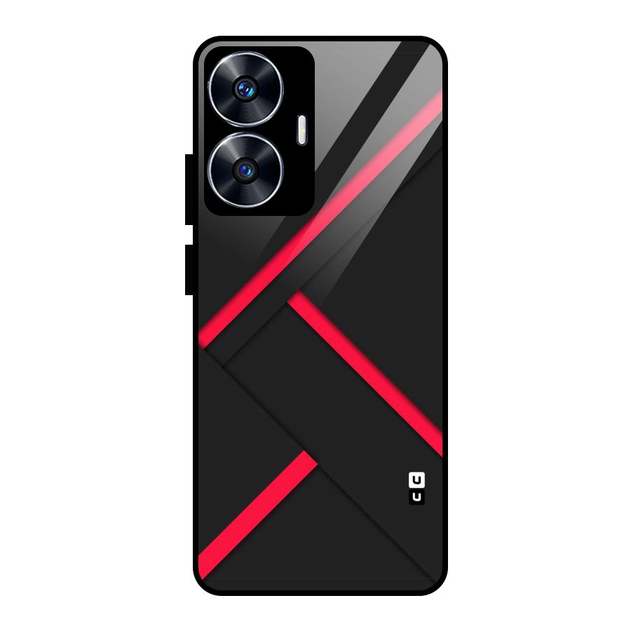 Red Disort Stripes Glass Back Case for realme C55