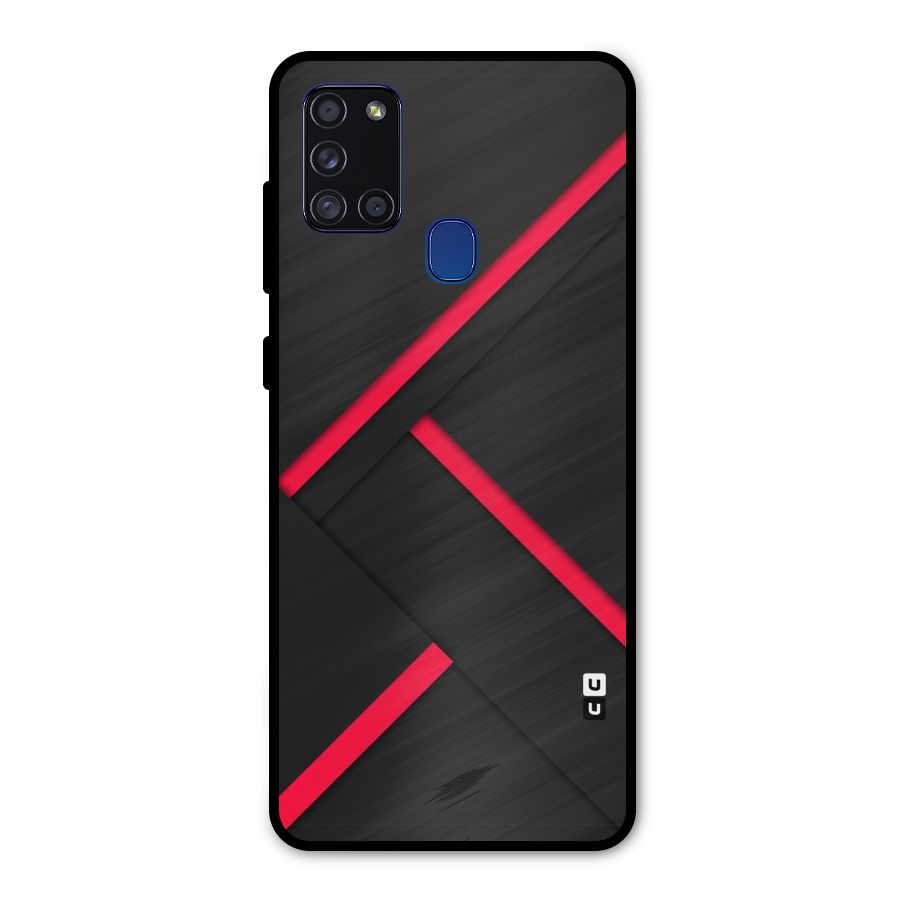 Red Disort Stripes Metal Back Case for Galaxy A21s