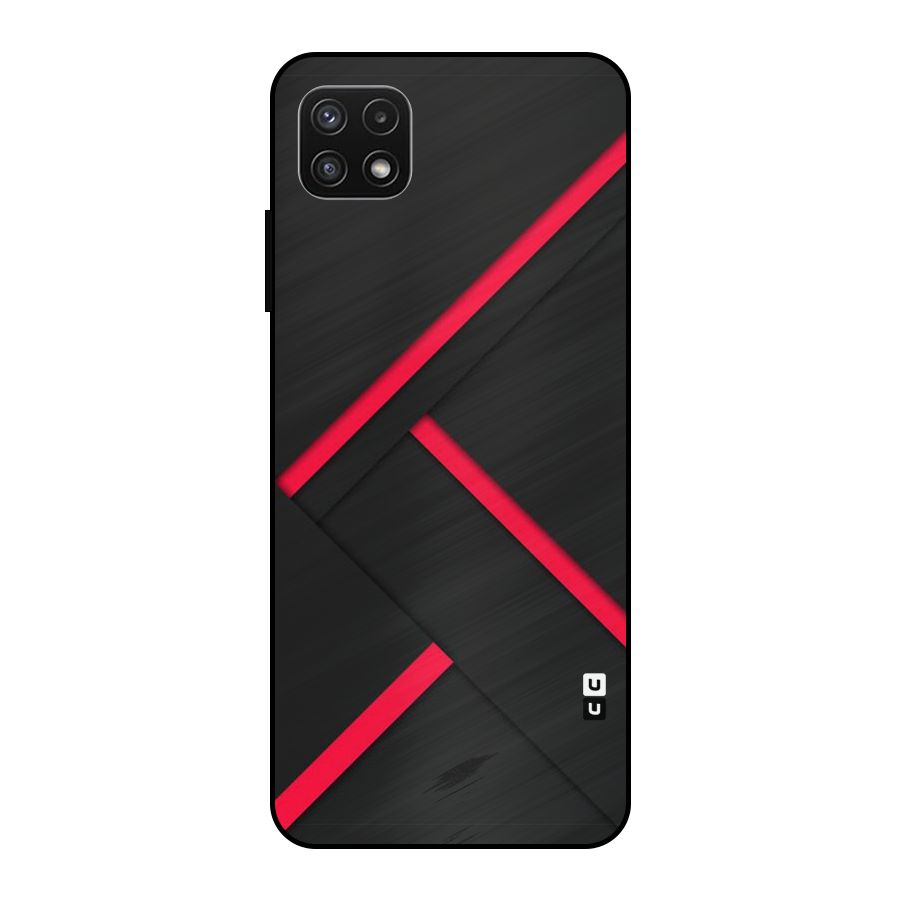 Red Disort Stripes Metal Back Case for Galaxy A22 5G