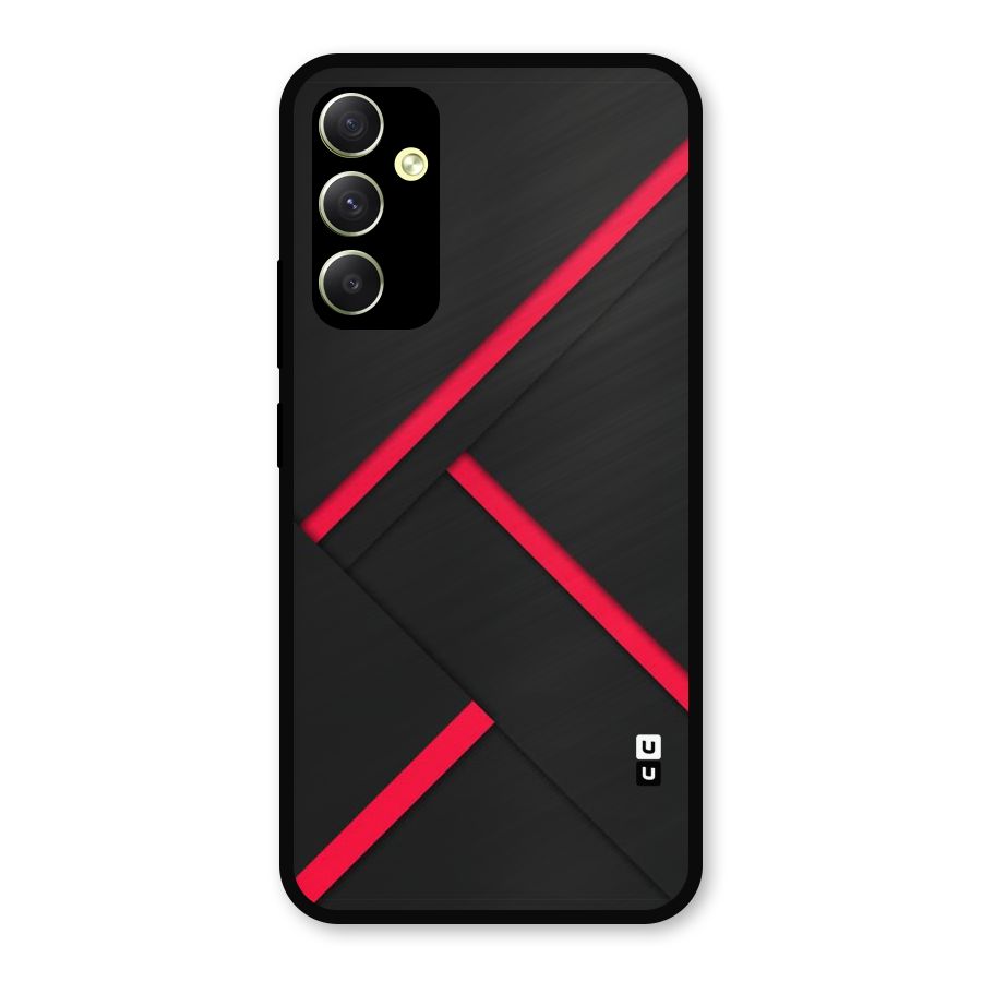 Red Disort Stripes Metal Back Case for Galaxy A34