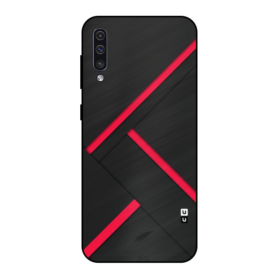 Red Disort Stripes Metal Back Case for Galaxy A50s