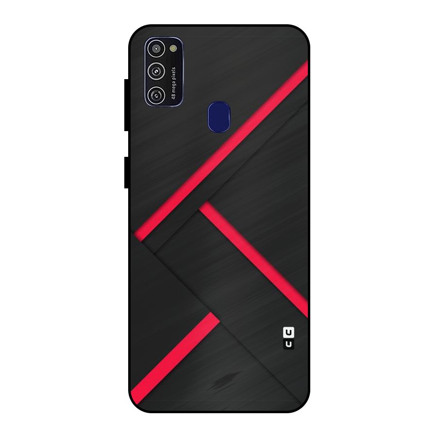 Red Disort Stripes Metal Back Case for Galaxy M30s