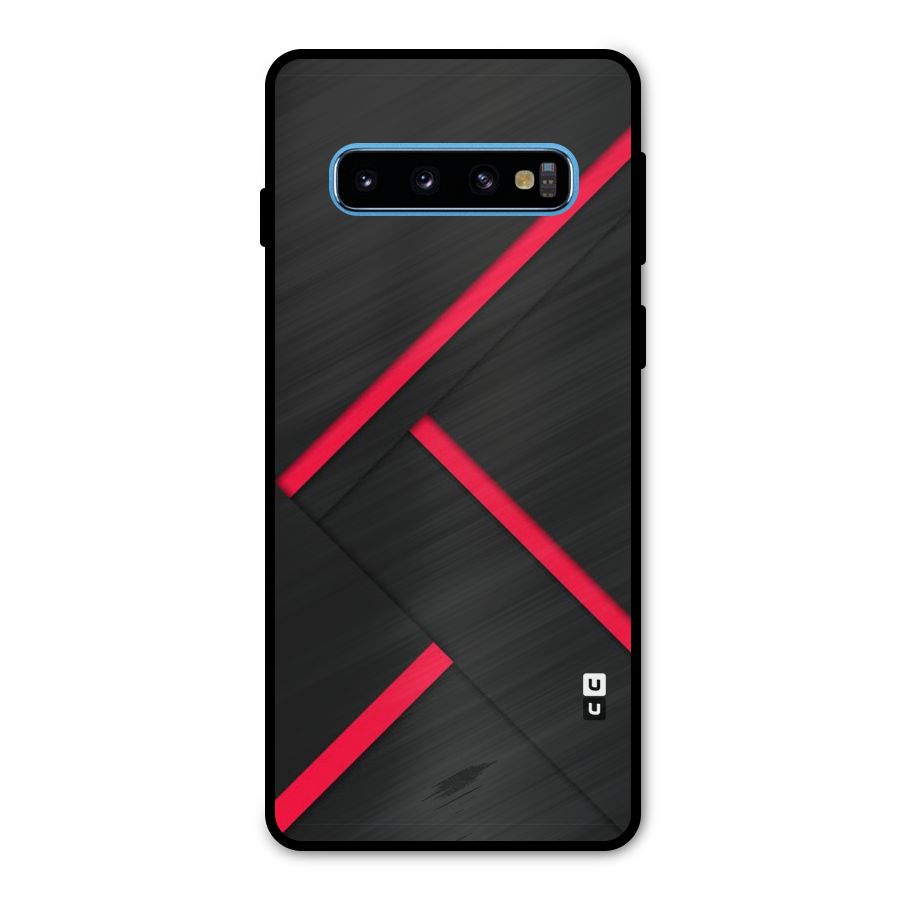Red Disort Stripes Metal Back Case for Galaxy S10
