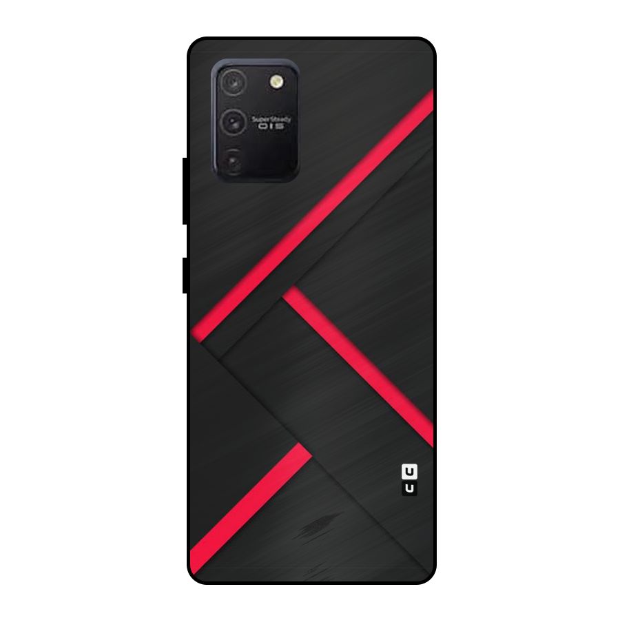 Red Disort Stripes Metal Back Case for Galaxy S10 Lite
