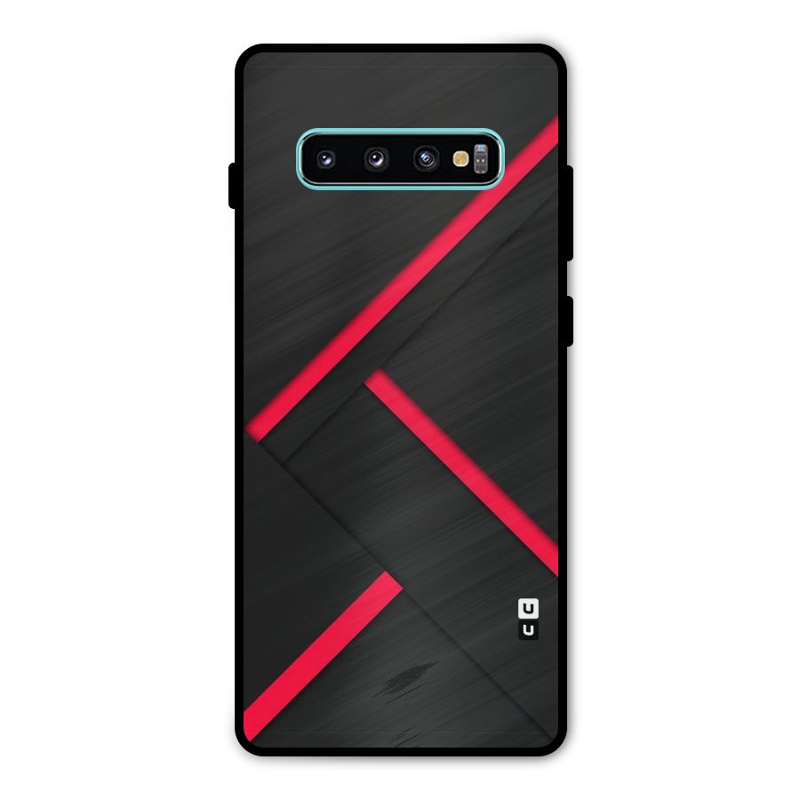 Red Disort Stripes Metal Back Case for Galaxy S10 Plus