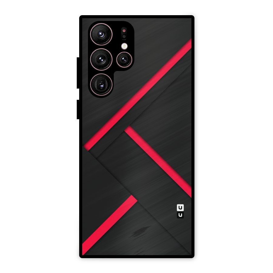 Red Disort Stripes Metal Back Case for Galaxy S22 Ultra 5G