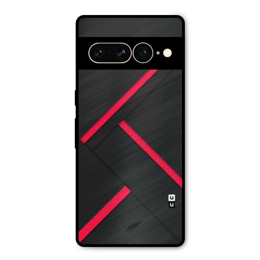 Red Disort Stripes Metal Back Case for Google Pixel 7 Pro