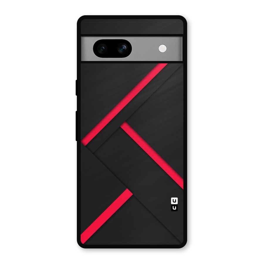 Red Disort Stripes Metal Back Case for Google Pixel 7a