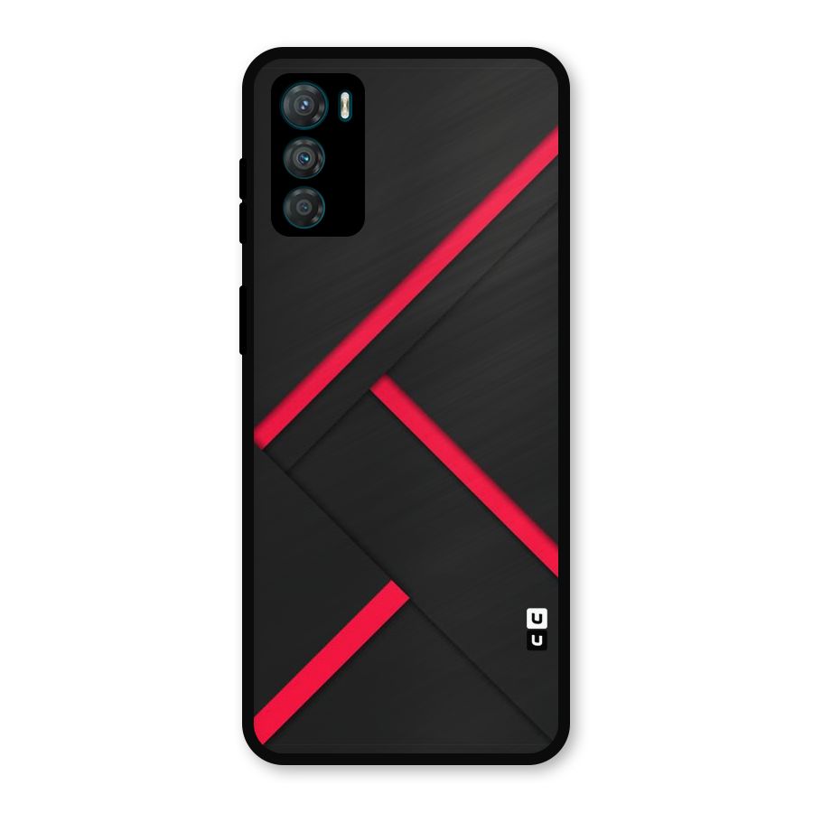 Red Disort Stripes Metal Back Case for Moto G42