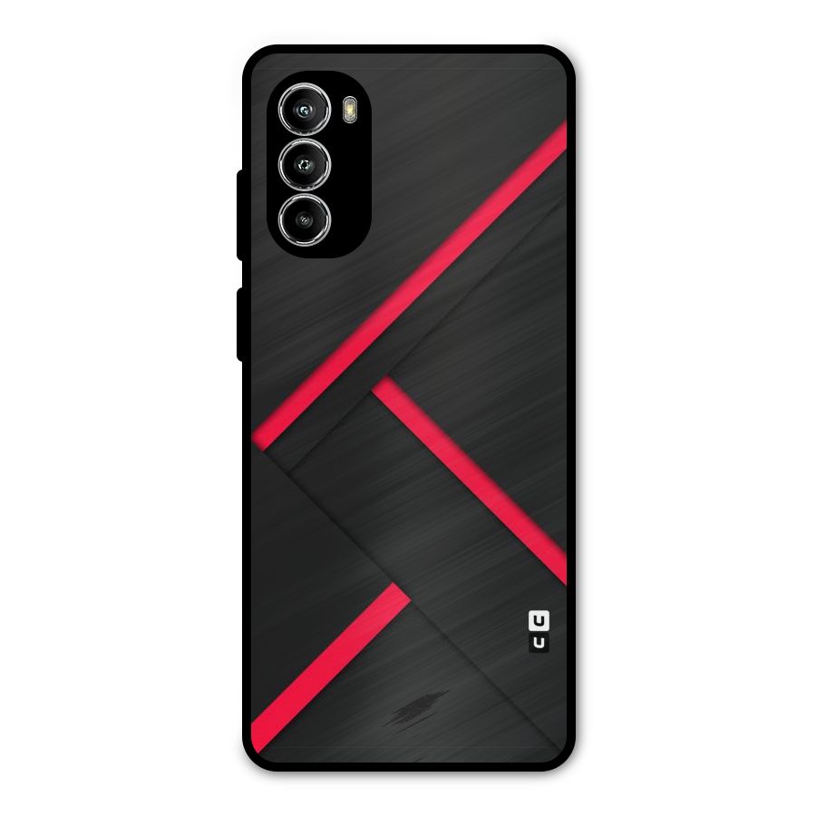 Red Disort Stripes Metal Back Case for Moto G52