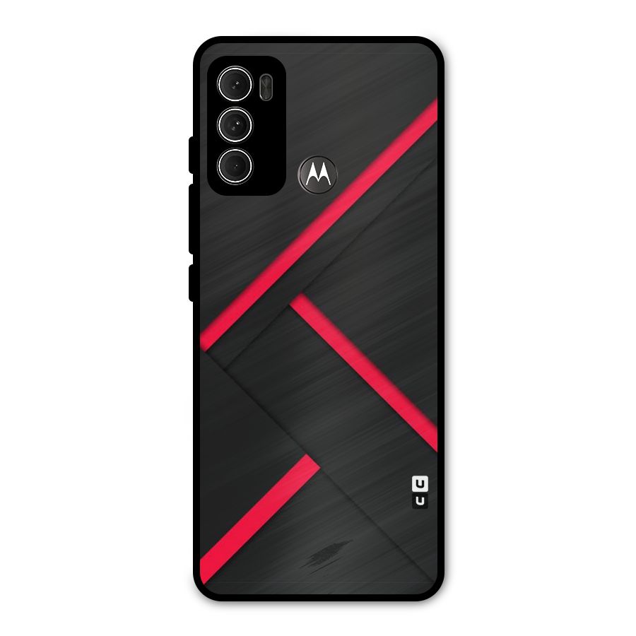 Red Disort Stripes Metal Back Case for Moto G60